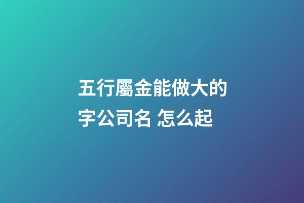 五行屬金能做大的字公司名 怎么起-第1張-公司起名-玄機派